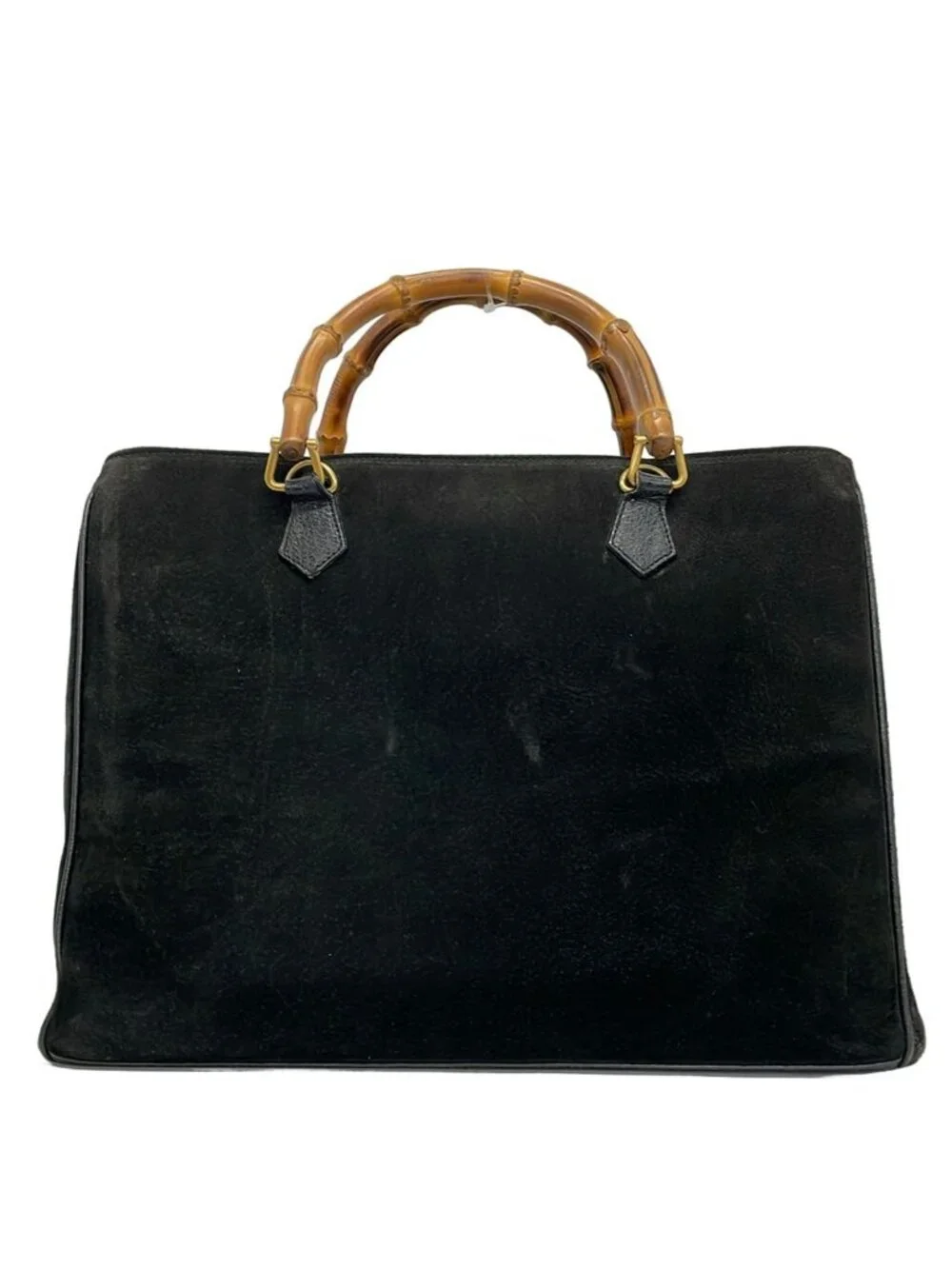 Gucci Handbag Bamboo Black Brown Leather